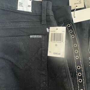 Hudson Jeans Black Ankle Denim with Grommet Details